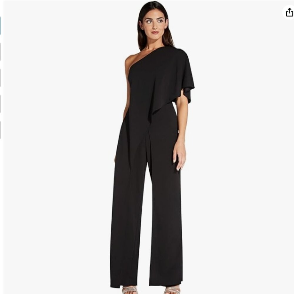 ADRIANNA PAPELL Black One-Shoulder Jumpsuit | 8